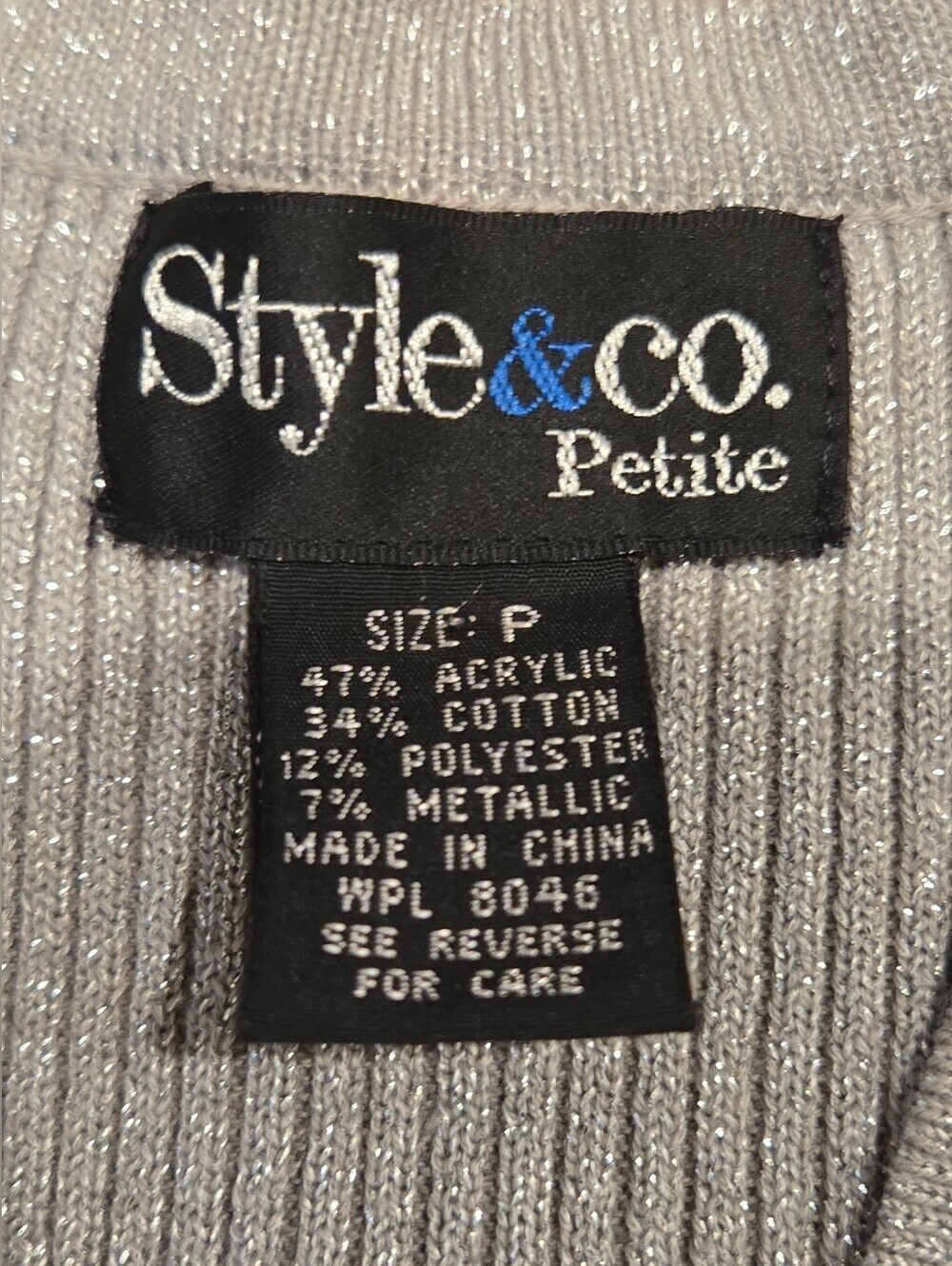 Style & Co Silver-Gray Ribbed Button Cardigan Sweater With Sparkles - Picture 6 of 8